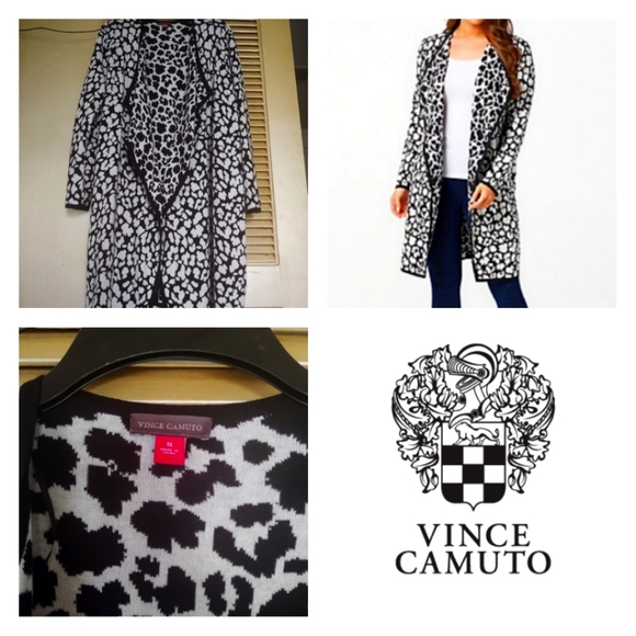 Vince Camuto Long-Sleeve Cheetah Print Open-Front Cardigan - Picture 1 of 4